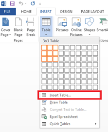 Word Insert Table